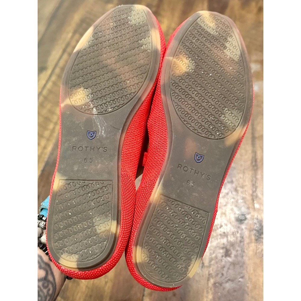 Rothys The Max Square Red Mary Jane Shoes Flats Women 6.5 Sustainable Knit - Picture 4 of 5